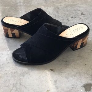 Sole Society Black Block Suede Heel